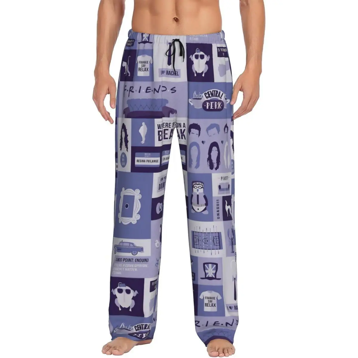 

Custom Friends Pajama Pants Sleepwear for Men Elastic Waistband Sitcom TV Show Sleep Lounge Bottoms with Pockets