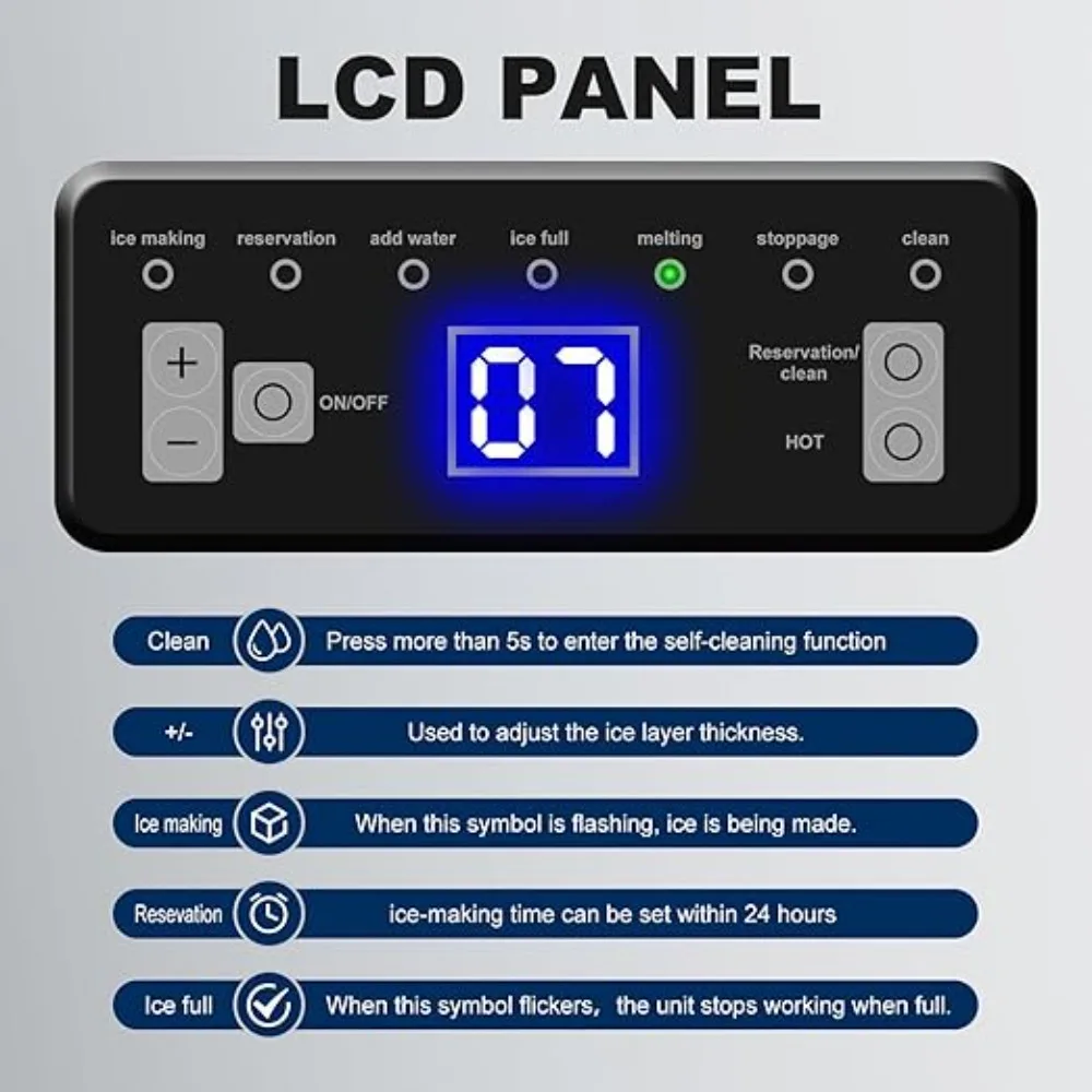 เครื่องทำน้ำแข็งแบบตั้งโต๊ะ, เครื่องทำน้ำแข็งเชิงพาณิชย์ขนาด 121 ปอนด์/24 พร้อมที่จับ เครื่องทำน้ำแข็งเชิงพาณิชย์ เครื่องทำน้ำแข็งเชิงพาณิชย์