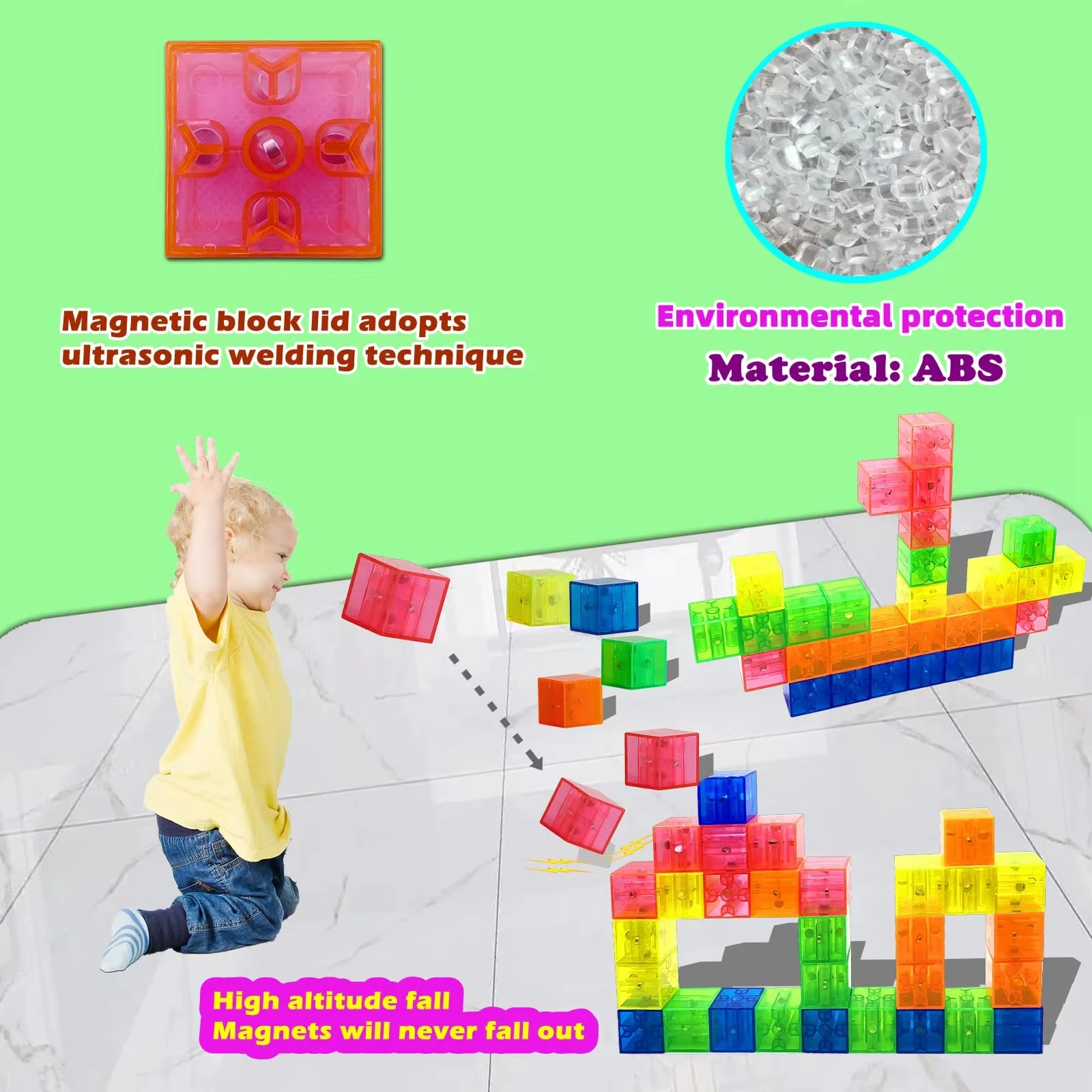 32-96PCS 작은 자기 빌딩 블록 유치원 줄기 교육 빌딩 블록 감각 몬테소리 장난감 소년 소녀 선물