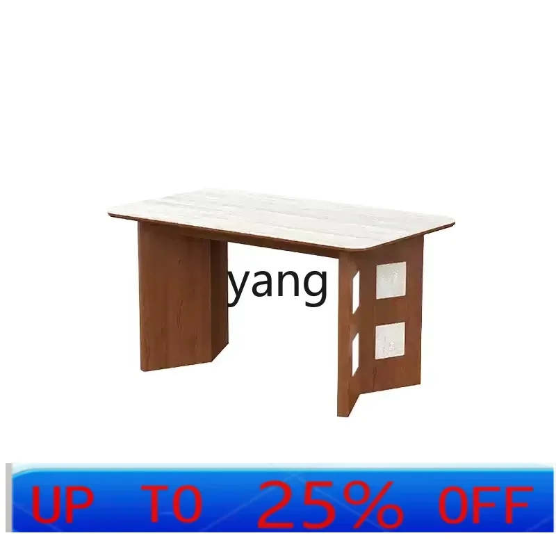

LTT retro medieval rock slab solid wood cream Fengshu desk