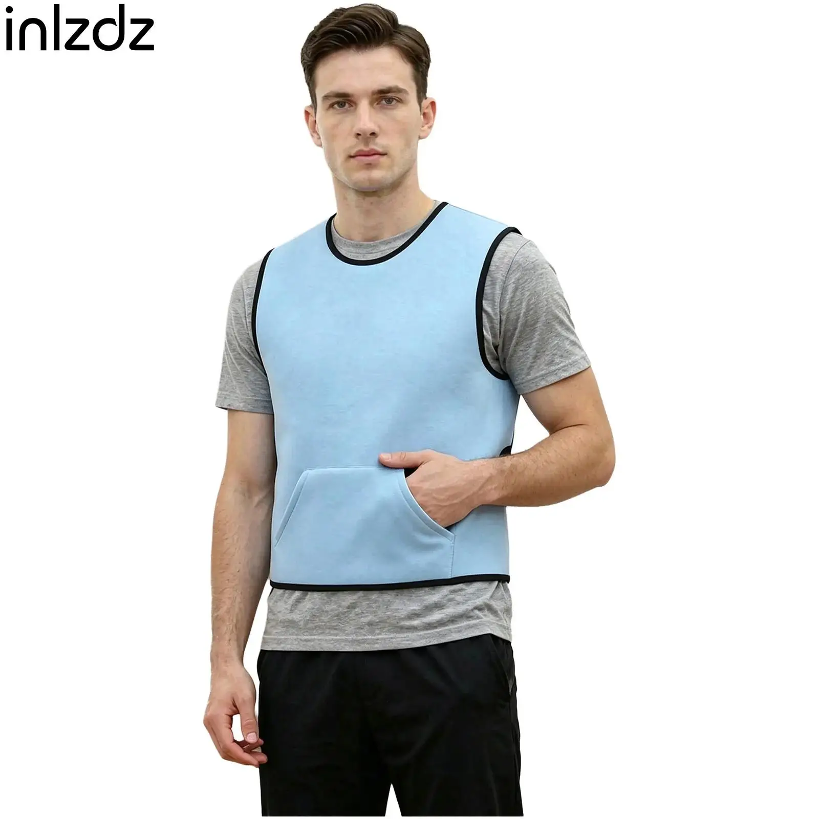 Men Women Adaptive Vest Clothes Adjustable Hook Loop Compression Sleeveless Color Block Waistcoat with Front Pocket for Daily