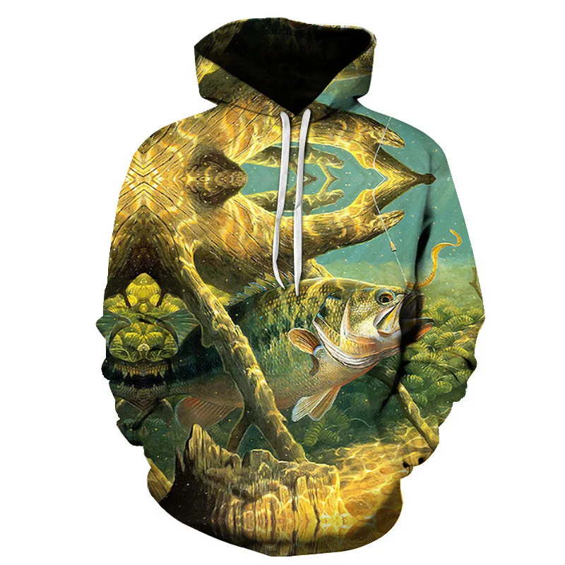 Fashion Fishing 3D Print Hoodie Men Women Streetwear Hip Hop Hoodies Oversized Pullover Hooded Sweatshirts Kids Tops Clothing