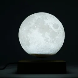 Printing LED Night Light Creative Touch Magnetic Levitation Moon Lamps 3 Colors Rotating Floating Atmosphereesk Lamp Gift