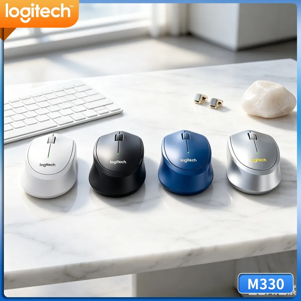 Logitech M330 Silent Wireless Mouse Ergonomic Body Shape Minimize Hand Ache For Prolonged Desktop Notebook Working Time