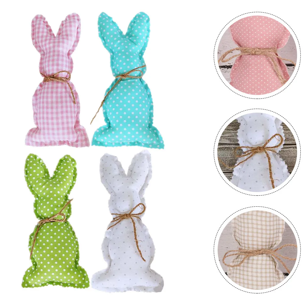 4Pcs Cloth Decorative Bunny Easter Party Rabbit Adornment Warm Funny Rabbit Photo Props for Living Space Tabletop Surface