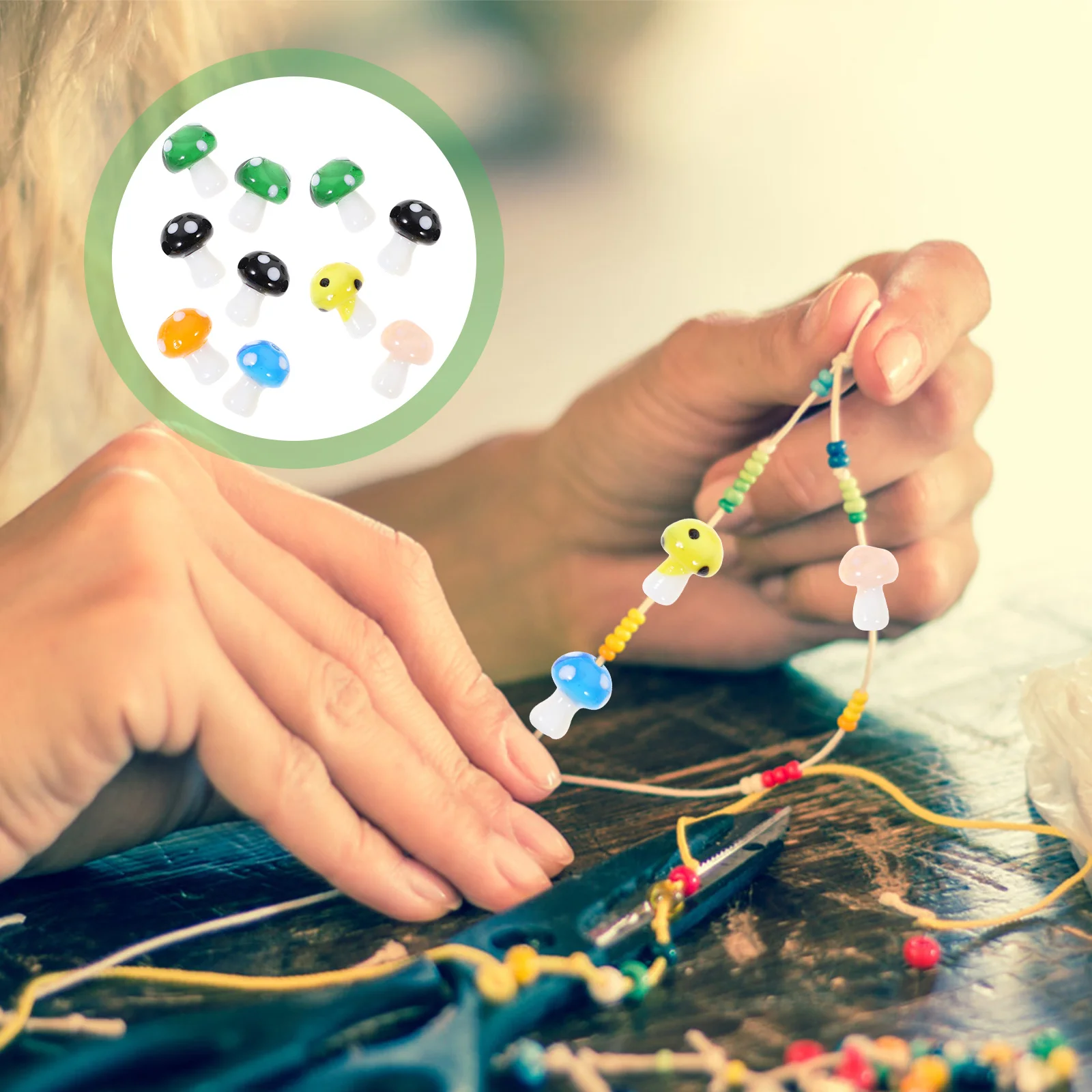 10pcs Mushroom Craft Making Loose Loose For Diy Jewelry Craft Making Bracelet Necklace Spacer Beads Azure Stone Beads