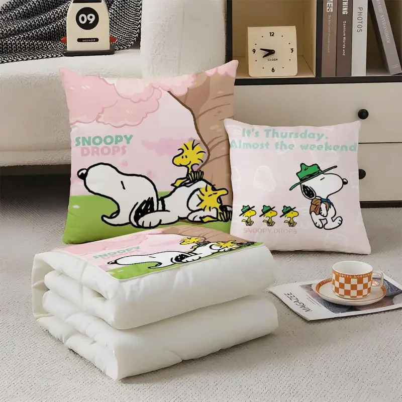Snoopy Pillow Kawaii Cartoon Multifunctional Pillow Car Backrest Air Conditioner Designed for Girls Office Napping Pillow Gift