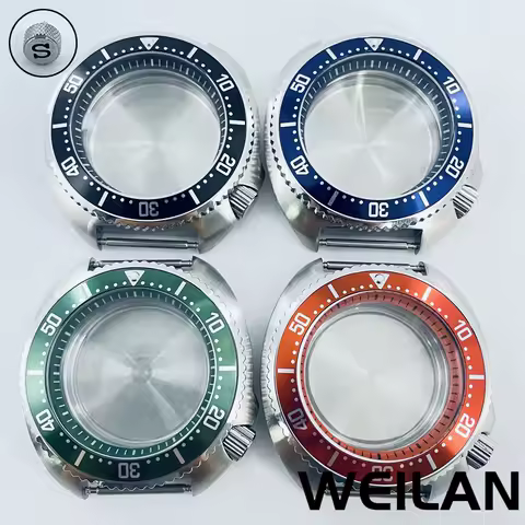 44mm Fit NH34 NH35 NH36 NH38 NH70 NH72 Movement Silver Stainless Steel Watch Case Black Blue Green Orange Ring
