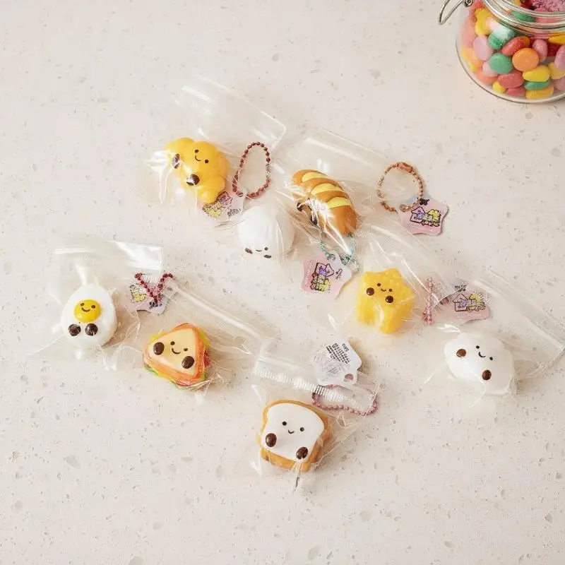 5Pcs Cute Cartoon Food Squeeze Toy Mini Slow Stress Relief Toys Keychain Pendant Decompression Sensory Toys For Kids Adults