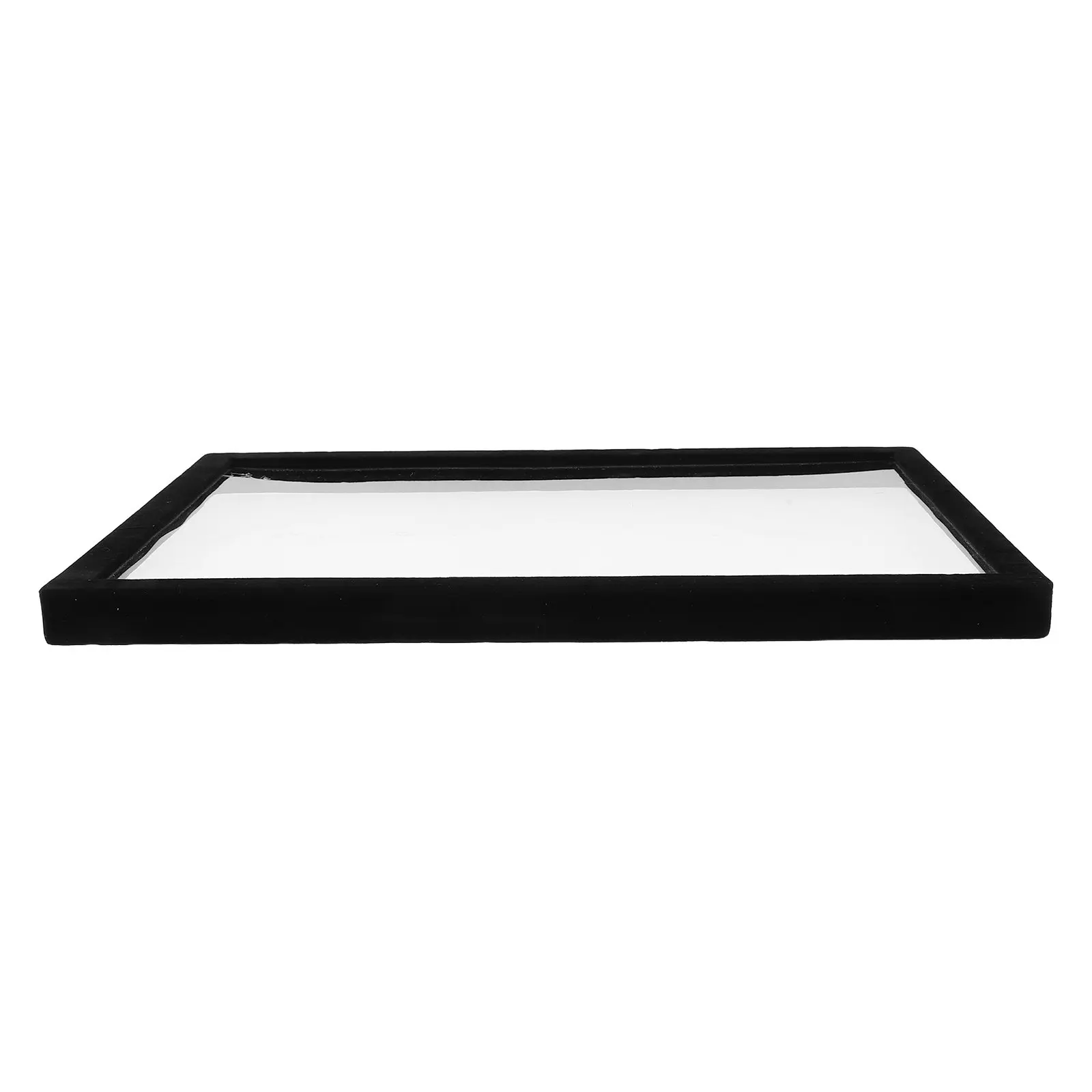 

Jewelry Display Tray with Clear Lid Dustproof Transparent Organizer for Rings Earrings Necklaces Bracelets 14x9.8x0.8in Vanity