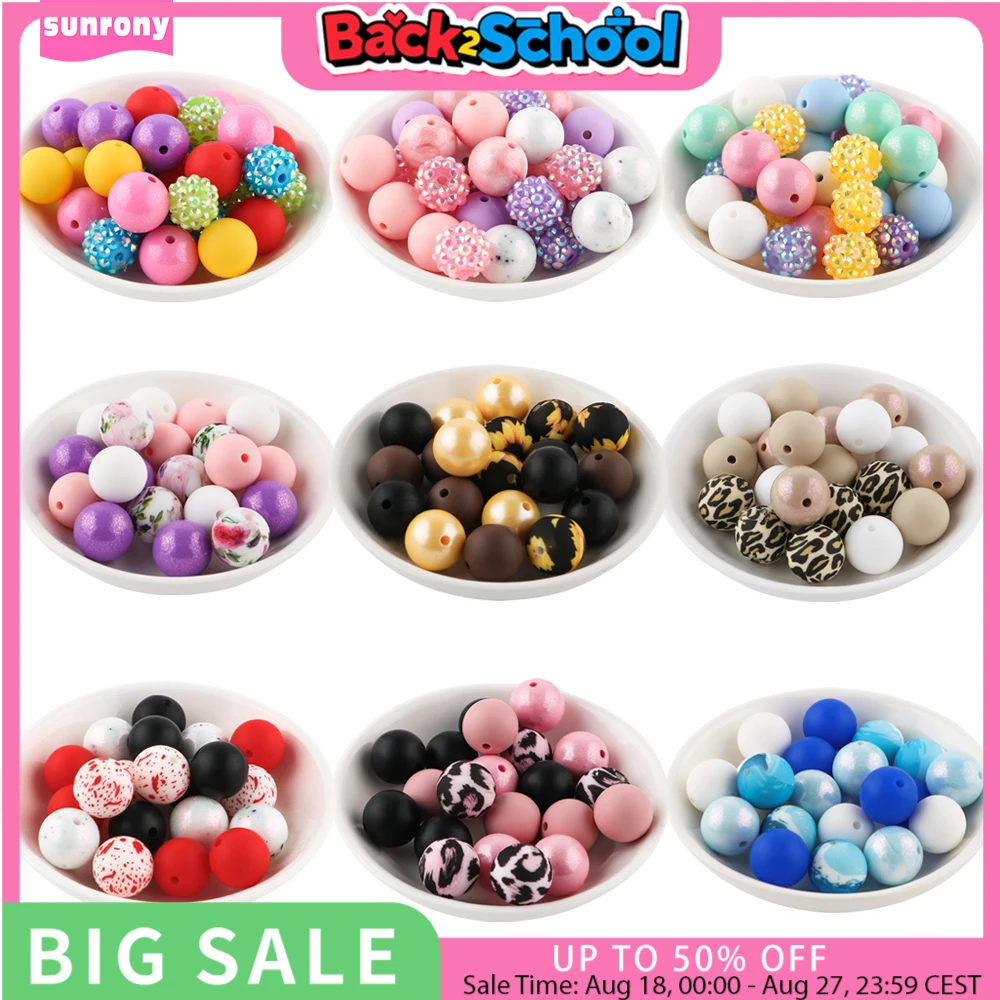 

New Silicone Beads Fuel Injection Round Loose Rhinestones Beads Sets For Jewelry Making DIY Keychain Bracelet Accessories