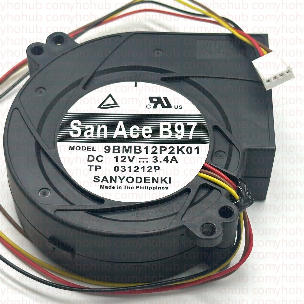 Sanyo Denki 9BMB12P2K01 DC 12V 3.4A 97x97x33mm 4-Wire Server Blower Fan