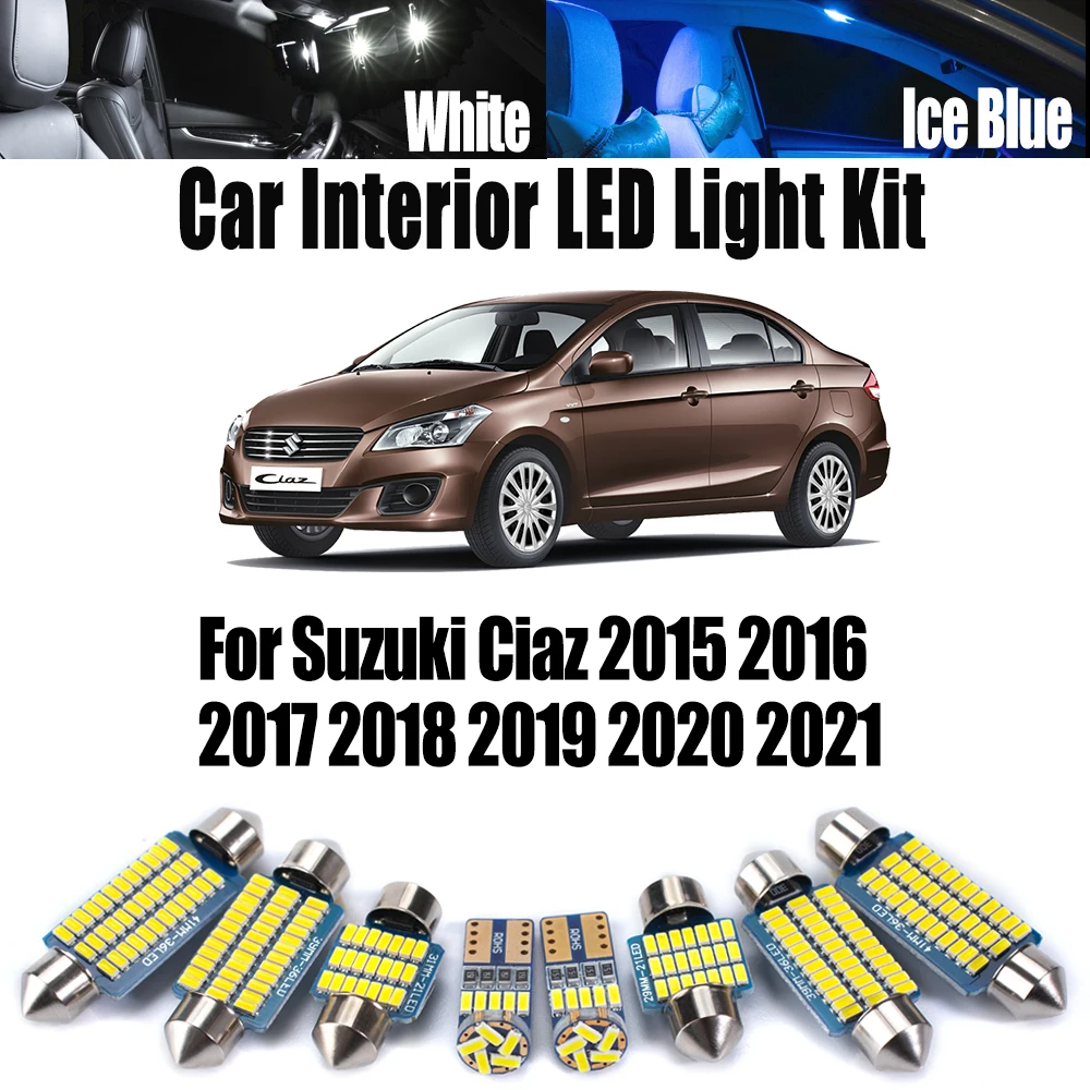 

10Pcs Canbus LED Interior Map Dome Reading Bulb Light Kit For Suzuki Ciaz 2015 - 2017 2018 2019 2020 2021 Canbus Car Accessories