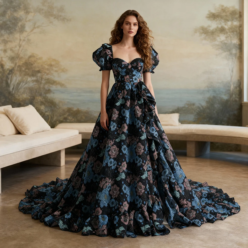 

Платья из органзы с цветочным принтом для фотосессии, свадебные платья и вечернее платье подружки невесты, торжественное платье YW231144