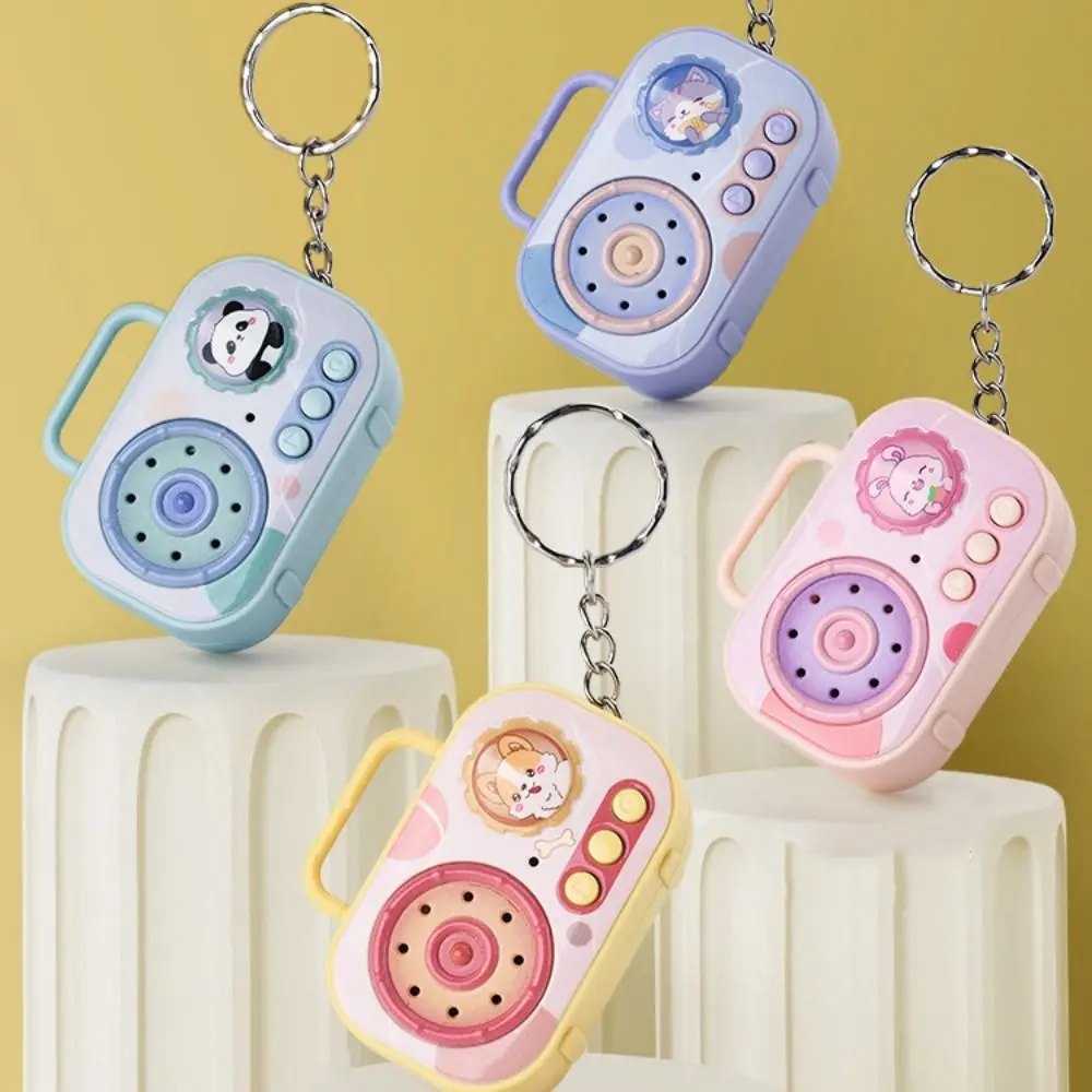 Mini Simulation Portable Retro Tape Recorder Music Playback Keychain Pendant Doll Machine Gift Cartoon Animal Radio Keychain Toy