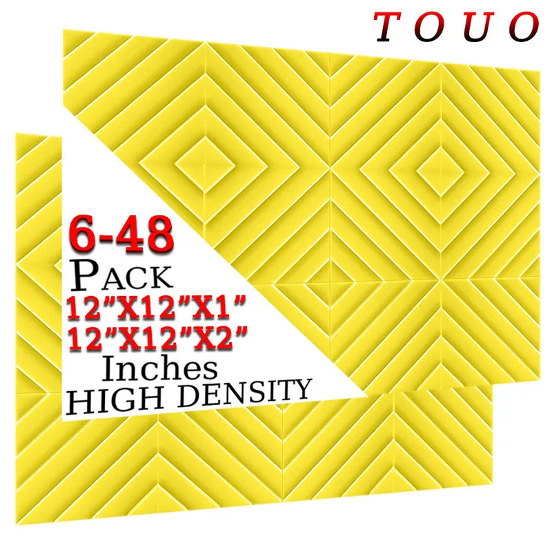 TOUO Diamond Groove Acoustic Foam 6/12/24/48 Pcs Room Soundproof High-Density Foam Panels Music Studio Acoustic Treatment