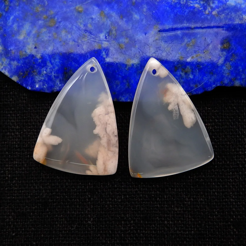 Natural Stone Triangle Earrings For Women Handmade Cherry Agate Statement Earrings Party Gifts DIY Jewelry