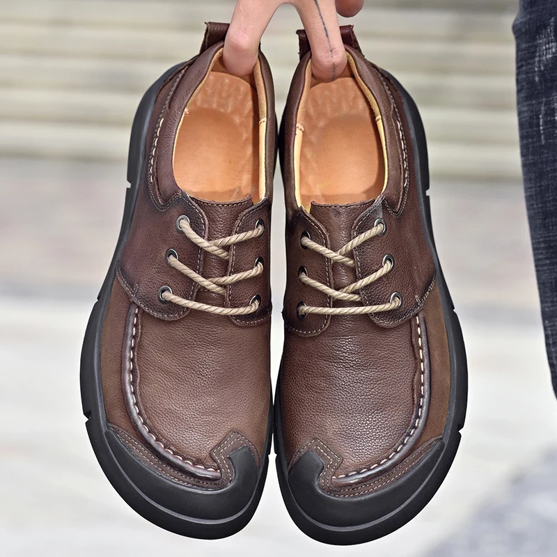 

Мужские повседневные туфли из искусственной кожи на плоской подошве с защитой носка, удобные классические мужские туфли