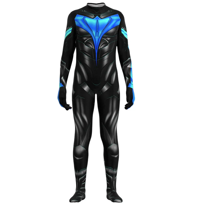 

Hombres Adult Men Cosplay Cool Blue Black Tights Muscle Bodysuit Suit Halloween Carnival Performance Party Role Play Jumpsuit