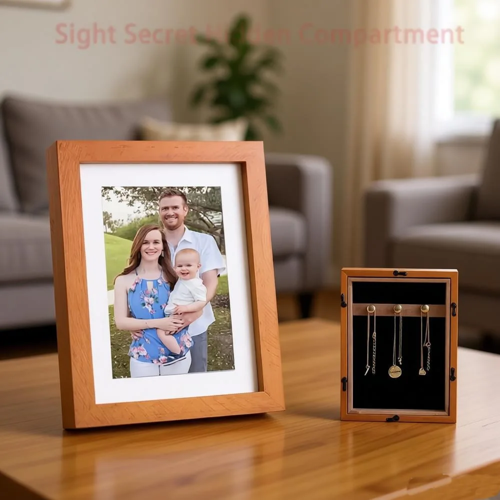 

Multi-Function Photo Frame With Secret Hidden Compartment Sight Secret Stash Box Hide Cash Jewelry For Home Office Money Safe