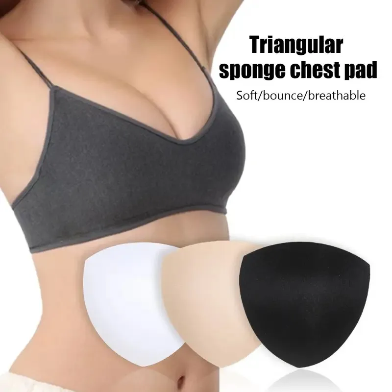 10 Pieces of Three-Color Large Size Women's Triangle Bra Insert Pads, Seamless Sponge Pads Suitable for Sports and Multi-Functional Bras