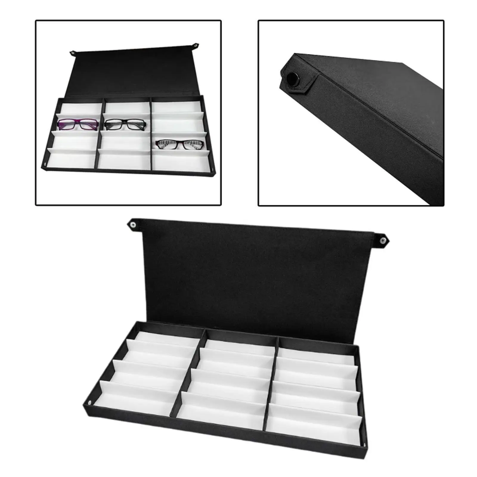 Glasses Display Box 12 Compartment Sunglass Organizer for Drawer Desk Travel