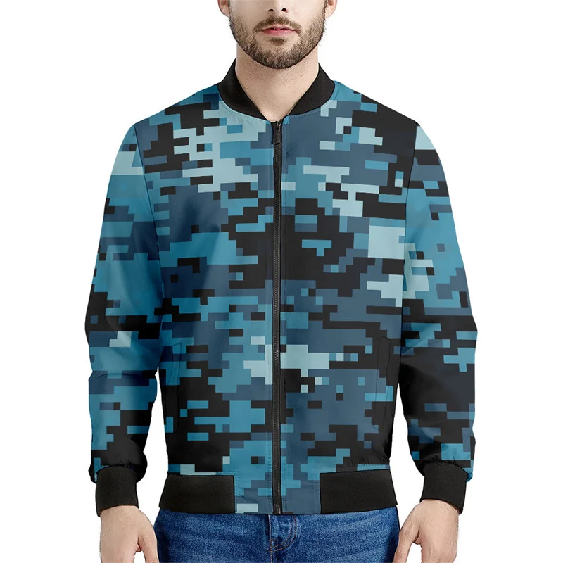 Mosaic Camouflage Pattern Jacket For Men Camo 3D Printed Long Sleeves Casual Sweatshirts Sports Zipper Jackets Coat Street Tops