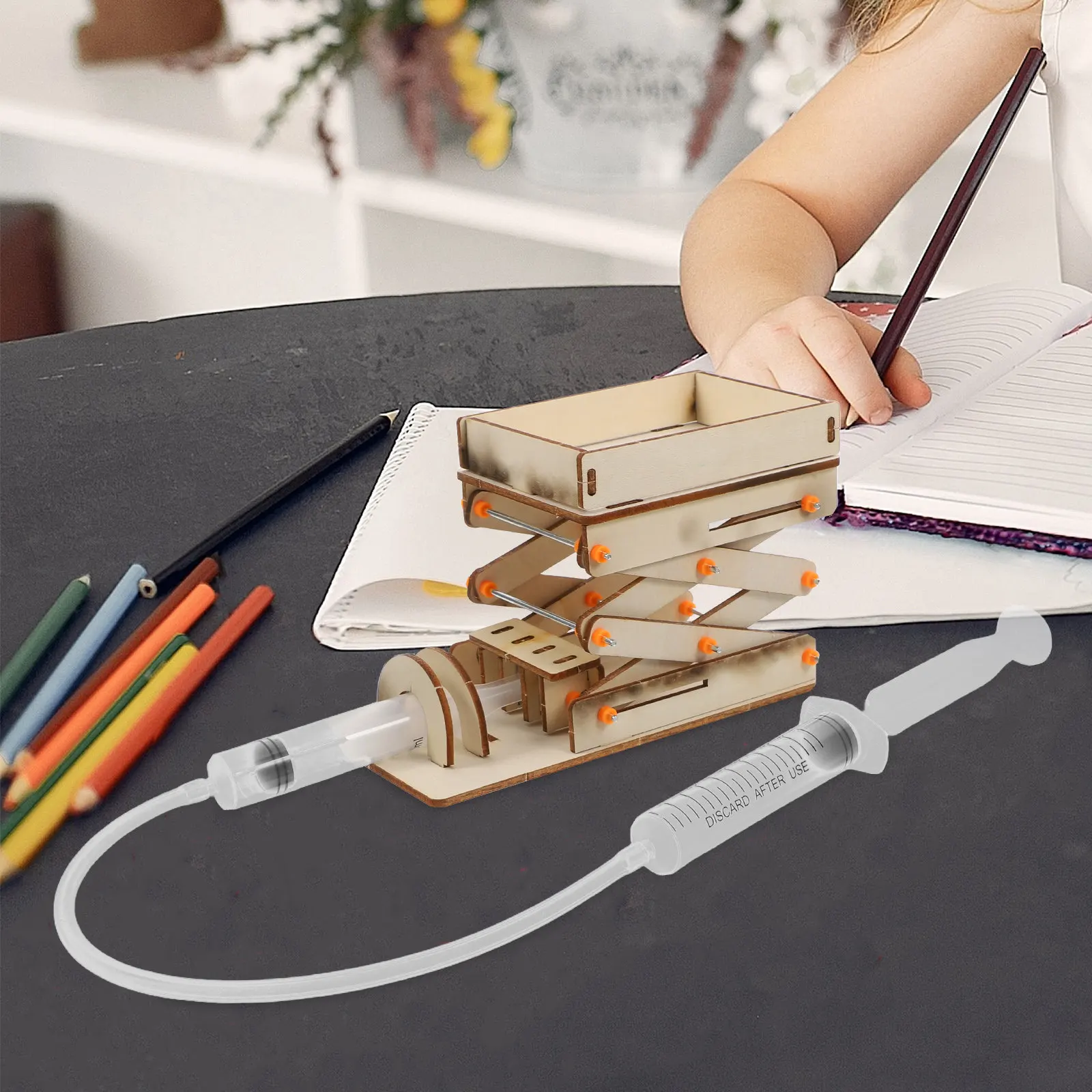

Hydraulic Lifting Platform DIY Lab Jack Machine Educational Science Kit Wooden Materials for Scientific Projects and Stem