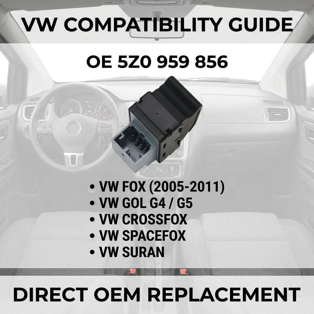 5Z0959856 Power Window Switch for VW Fox Gol G4 G5 Crossfox Spacefox Suran Passenger Side 4-Pin 5Z0 959 856