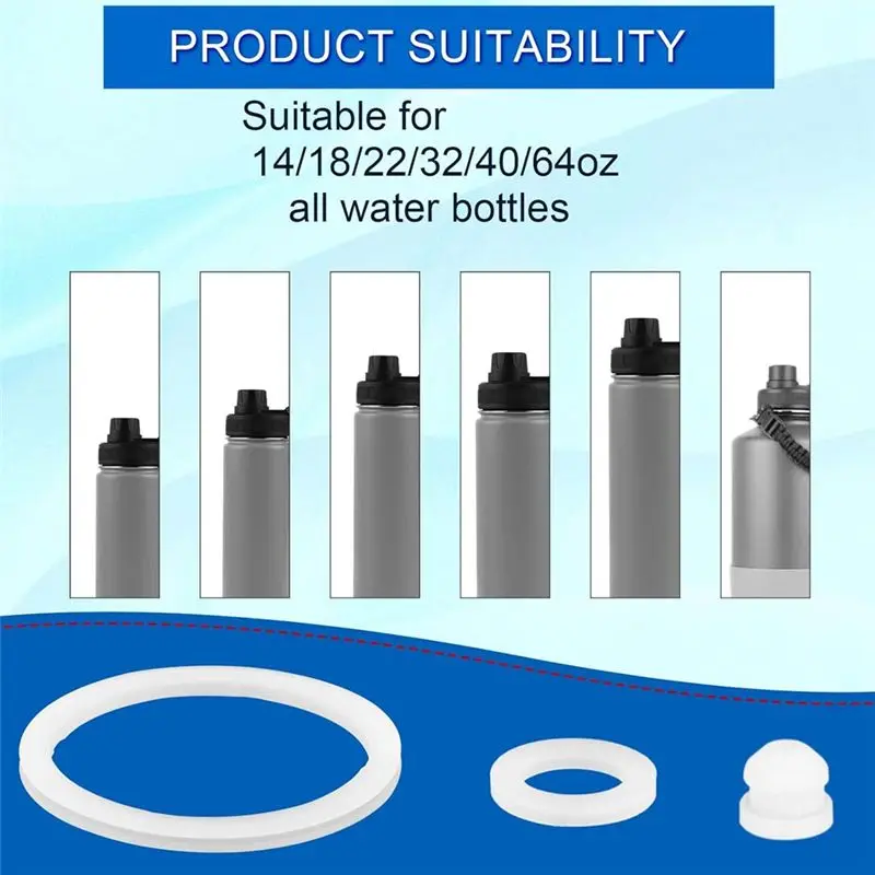 SHGO 12pcs Water Bottle Gasket Replacement for DRINCO 14/18/22/32/40/64oz, Silicone Straw Lid Vent Hole Gaskets Spout Seal,