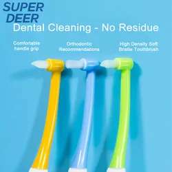 Super Deer 1PC Dental Orthodontic Toothbrush With Pointed Flat Head Professional Cleaning Brush Between Teeth Oral Hygiene Tool