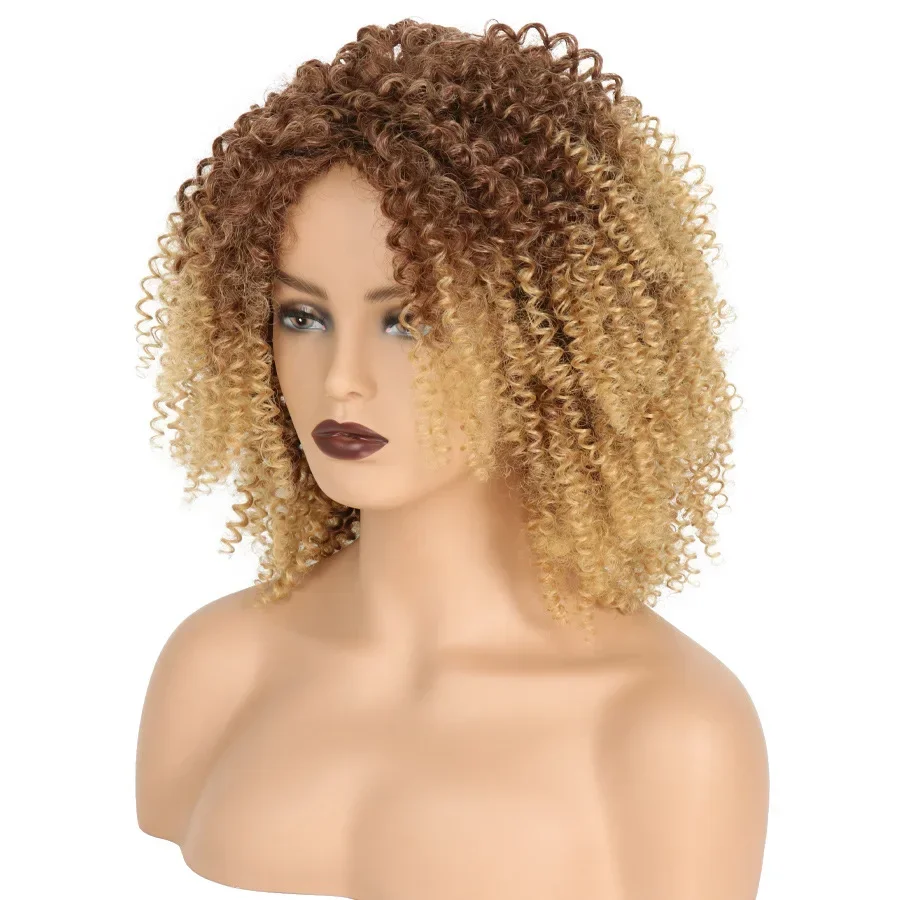 Gorgeous Medium - Length Wavy Wig with Golden - Brown Hues for African Women