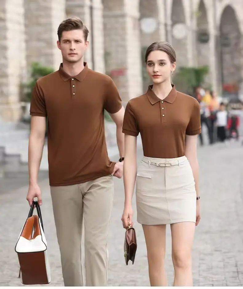 

2025 New Solid Color Polo Shirt Men's Short Sleeve Button Tshirts Lapel Lightweight Streetwear Sport Casual Tops