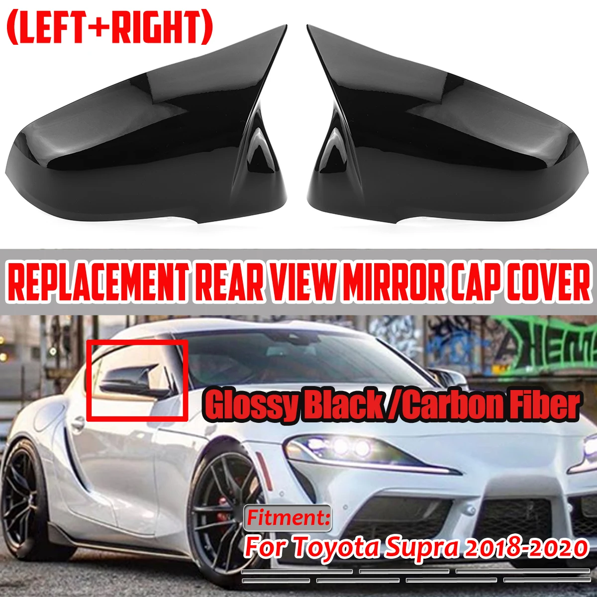 Glossy/Carbon M Look Mirror Cover For Toyota GR Supra 2019-2022 A90 A91 MK5 All Rearview Mirror Housing Wing Side Mirror Cover