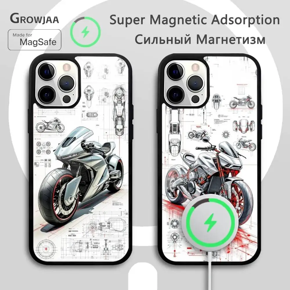 

Motorcycle Rider Retro Design Phone Case For IPhone 16 15 14 13 12 11 Pro Max Plus Mini Magsafe Mirror Wireless Magnetic Funda