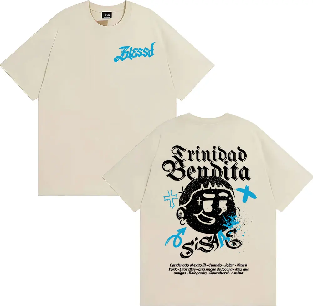 مغني الراب Blessd Si Sabe ألبوم 2025 جولة تي شيرت الرجال النساء موضة عادية 100% تي شيرتات قطن الهيب هوب خمر تي شيرتات قصيرة الاكمام #6