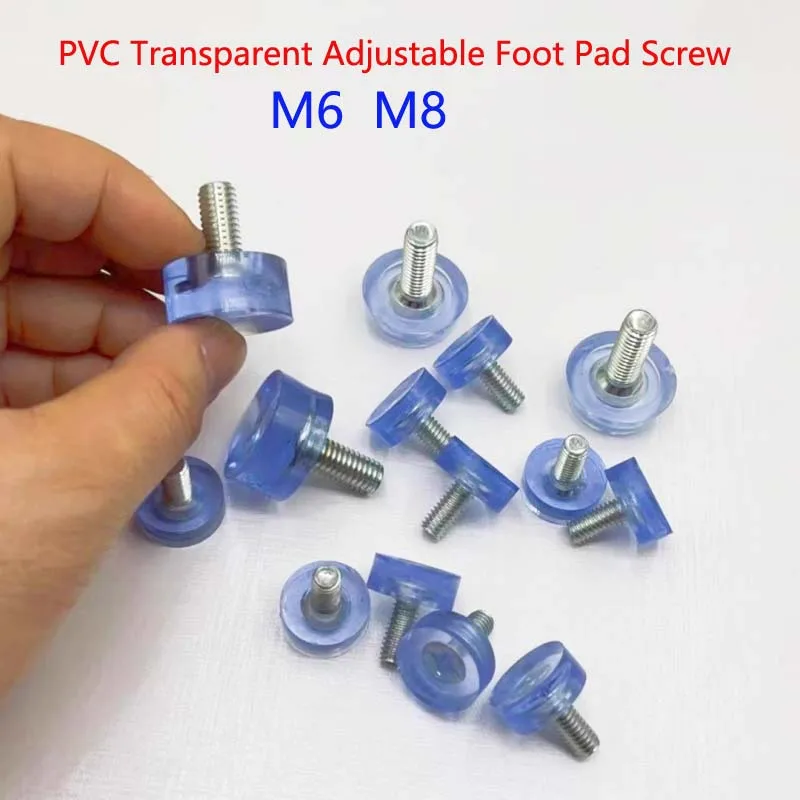 5Pcs PVC Transparent Adjustable Foot Pad Screw Non-slip Adjustable Height-increasing Foot Pad Applicable Office Furniture M6 M8