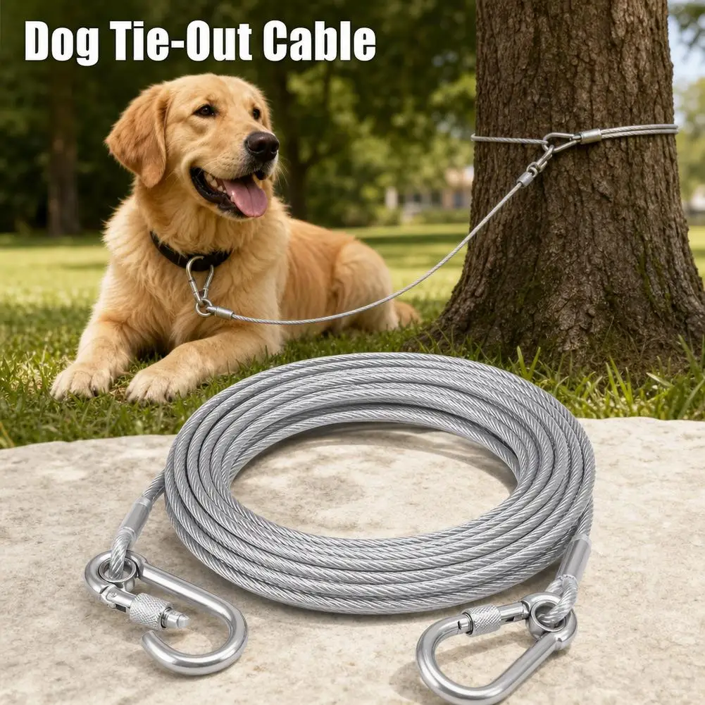 10meters Versatile Clothesline Stainless Steel Rope For Outdoor Camping Traction Ropes Thickened Dog Pet Leash With Hook