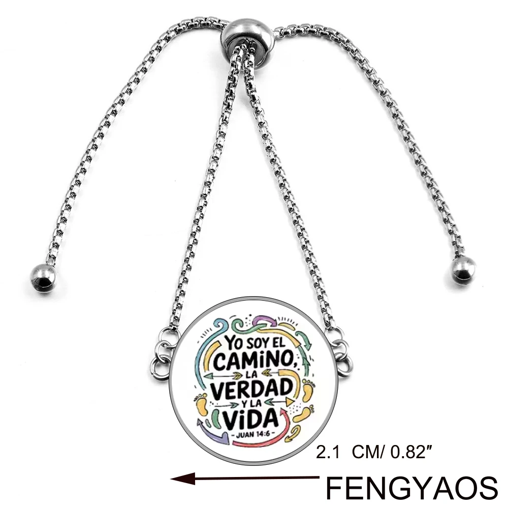 Stainless Steel Spanish Bible Verse Christian Bracelets for Women