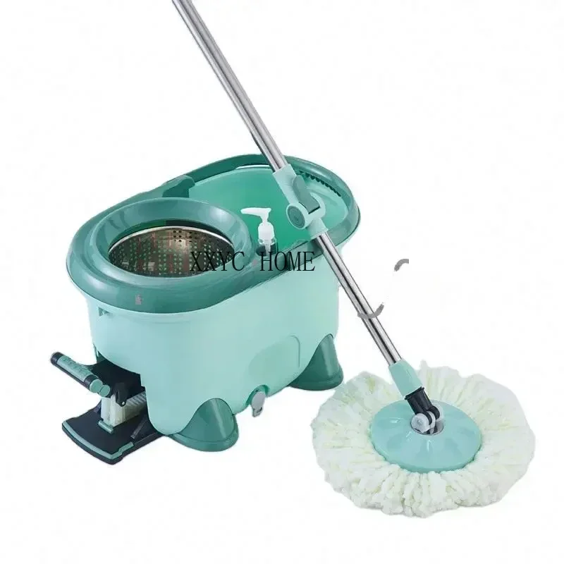 Household 360 Magic Spin of Mop and Mop Bucket with Wheels Stainless Steel Drying Basket and Microfiber Mop Easy To Clean