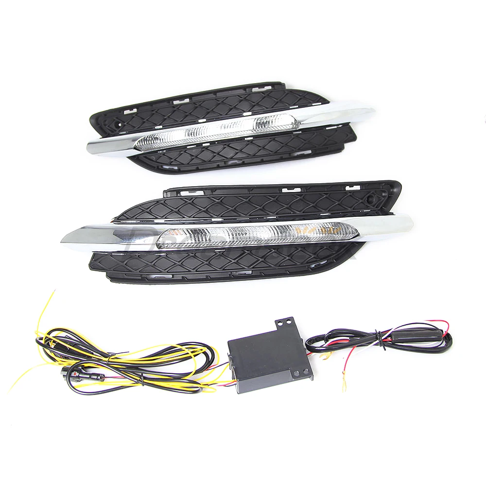 LED DRL Fog Lamp Cover For Mercedes-Benz B-Class W246 B180 B200 2011 2012 2013 14 Daytime Running Light With Yellow Turn Signal view 2