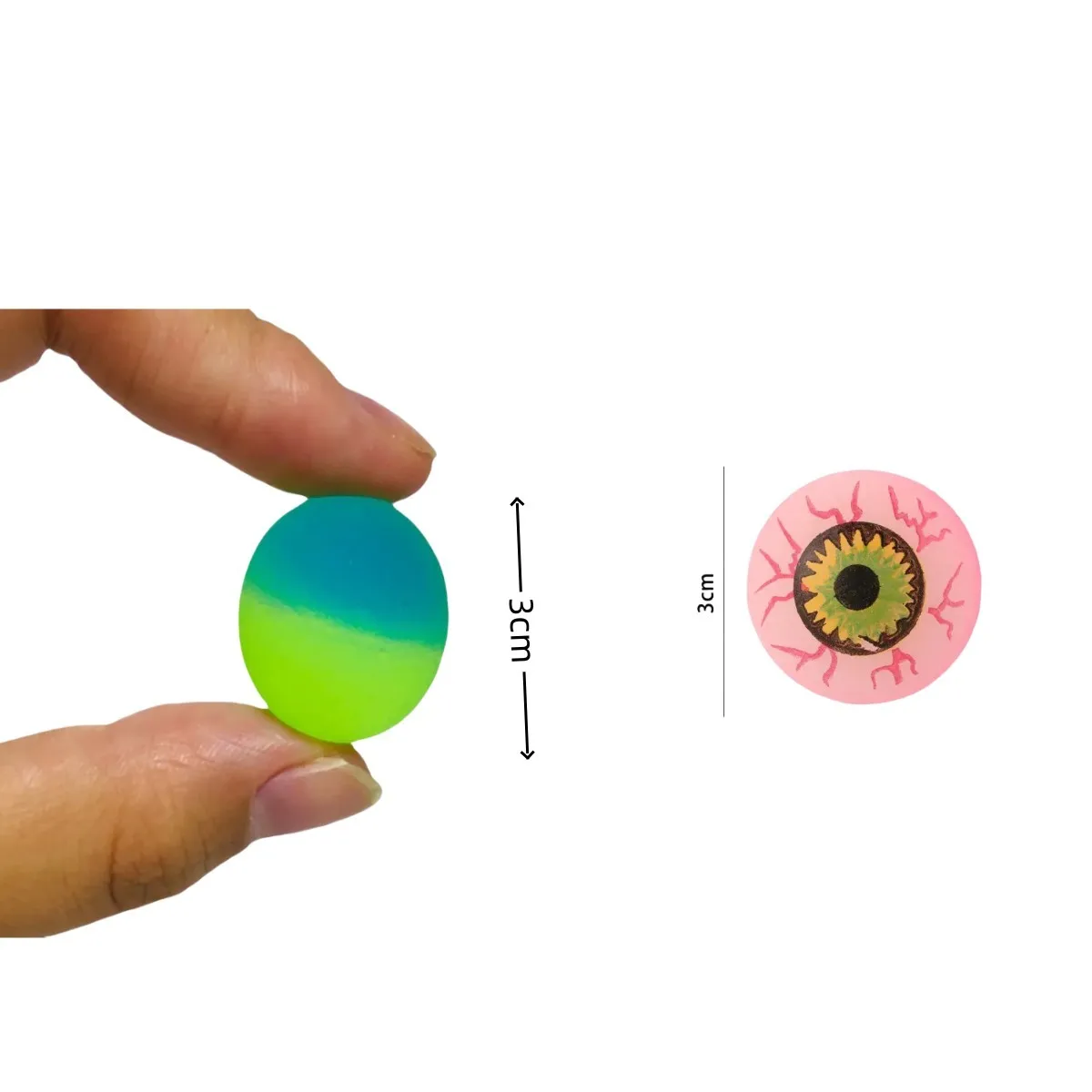 20PCS Rubber Bicolor Elastic Ball Terrifying eyeball Bouncing Ball Kid Sport Game Elastic Jumping Ball Halloween Decoration toy