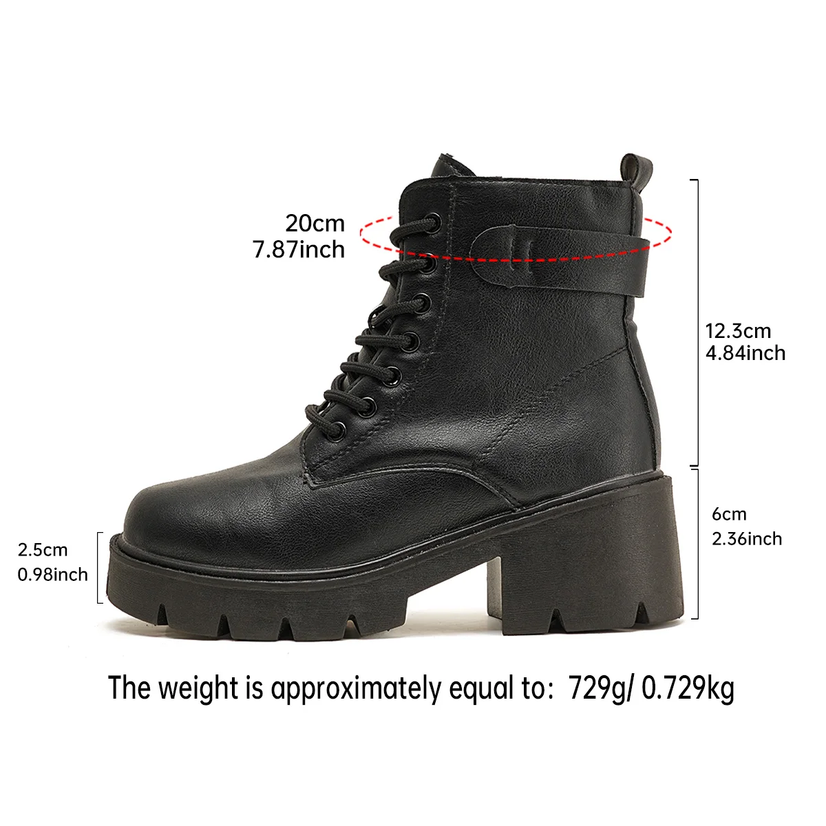 Winter Neue frauen Stiefel Lace Up frauen Mode Starke Ferse Seite Zipper Stiefeletten Warme frauen Motorrad schuhe Große Größe – Detail 7