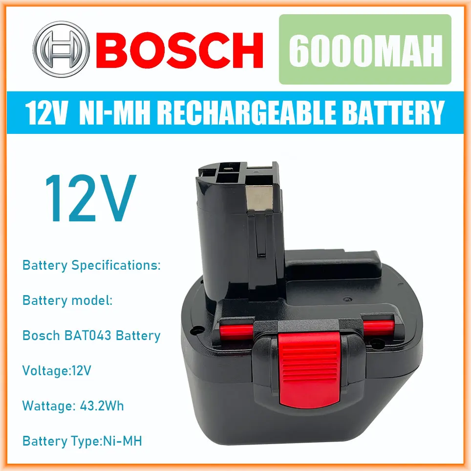 

For Bosch 12V Rechargeable Ni-MH Power Tool Battery 4800MAH 6800MAH 9800MAH BAT043 D70745 PSR12 GSB12 GSR12 BAT038 BAT045 BAT040