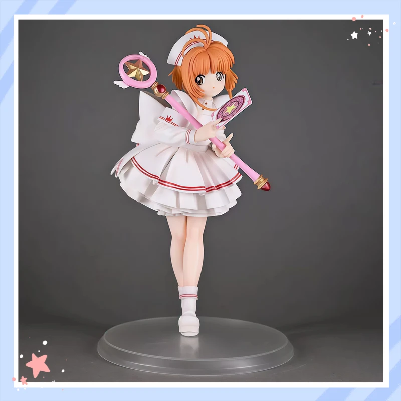 

Cardcaptor Sakura 22CM Anime Figure Nurse Uniform Version GK Collectible Model With Magic Wand Statue Gift For Anime Collectors