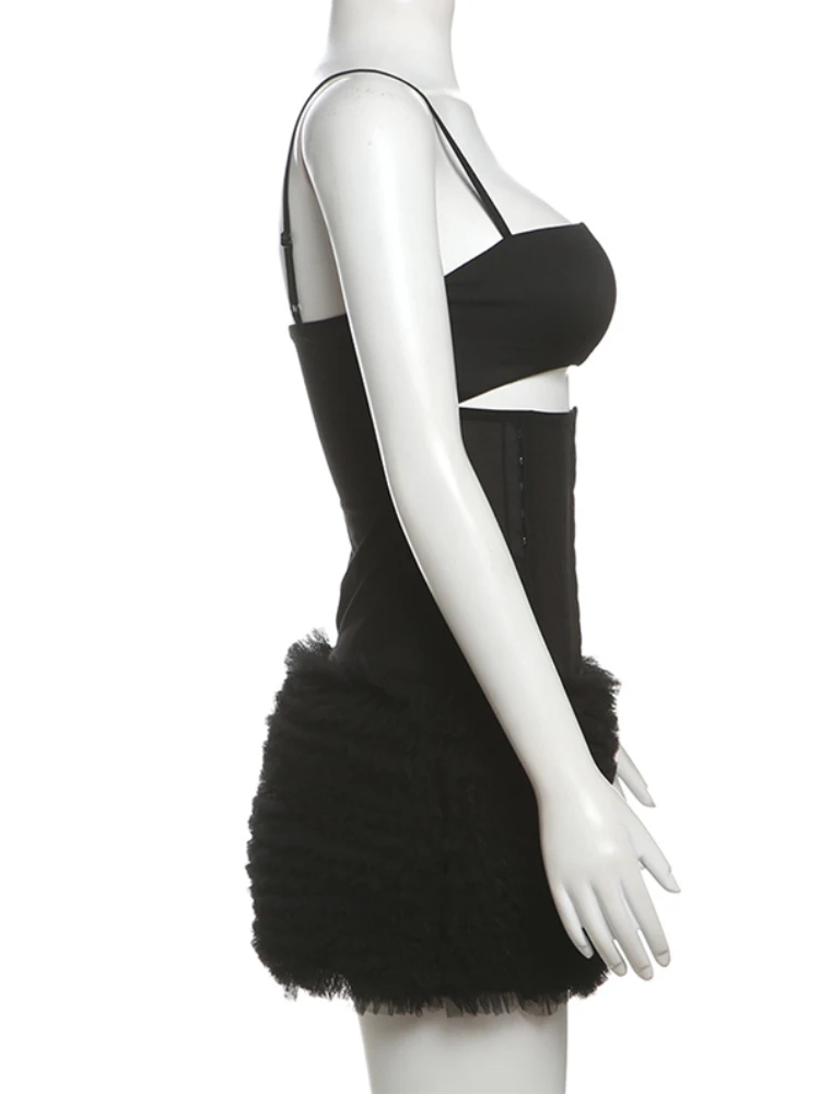 Hubber Dames Uitgeholde Maxi-Jurk Elegante Spaghettibandjes Bedrukt Patchwork Veters Skinny Retro Jurken Vestidos Nieuw