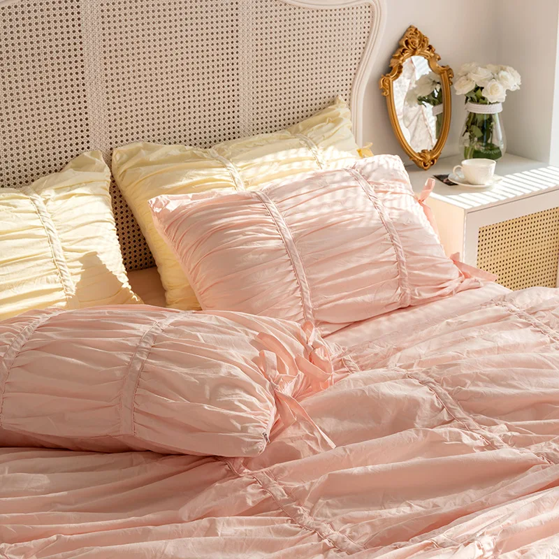 1 Stück Koreanischer Plissierter Kissenbezug aus Gewaschener Baumwolle Schlafzimmer-Kissenbezug Sofa-Kissenhülle Heim-Schlafzimmer-Dekoration – Detail 8