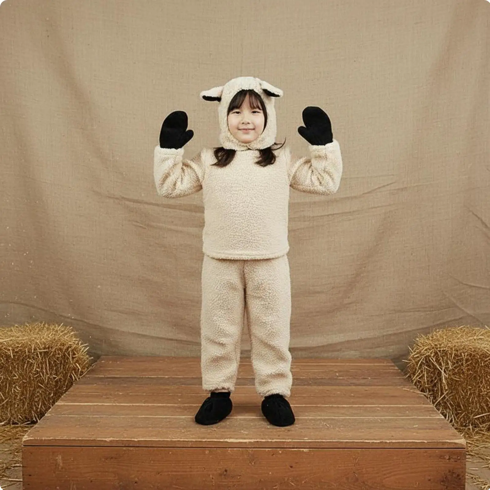 Disfraz de Oveja para Niños, Conjunto Completo, Ropa Infantil Agradable al Tacto para Halloween