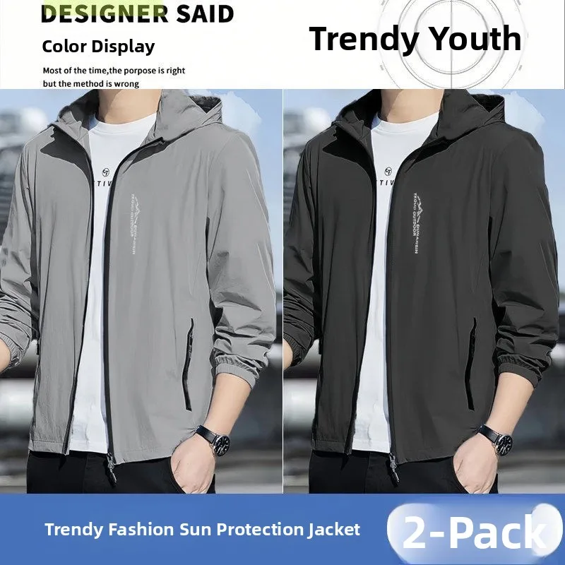 2026 New Ice Silk Quick Dry UV Protection Shirt Men's Summer Lightweight Breathable Long Sleeve Jacket Anti Ultraviolet