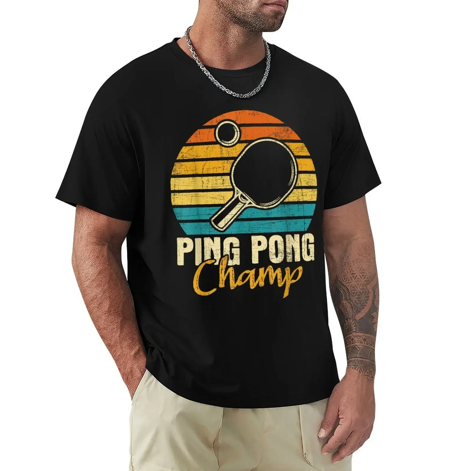 Ping Pong Champ - Able Ennis Player Sports Lover T-Shirt tees Blouse graphics Men's clothing